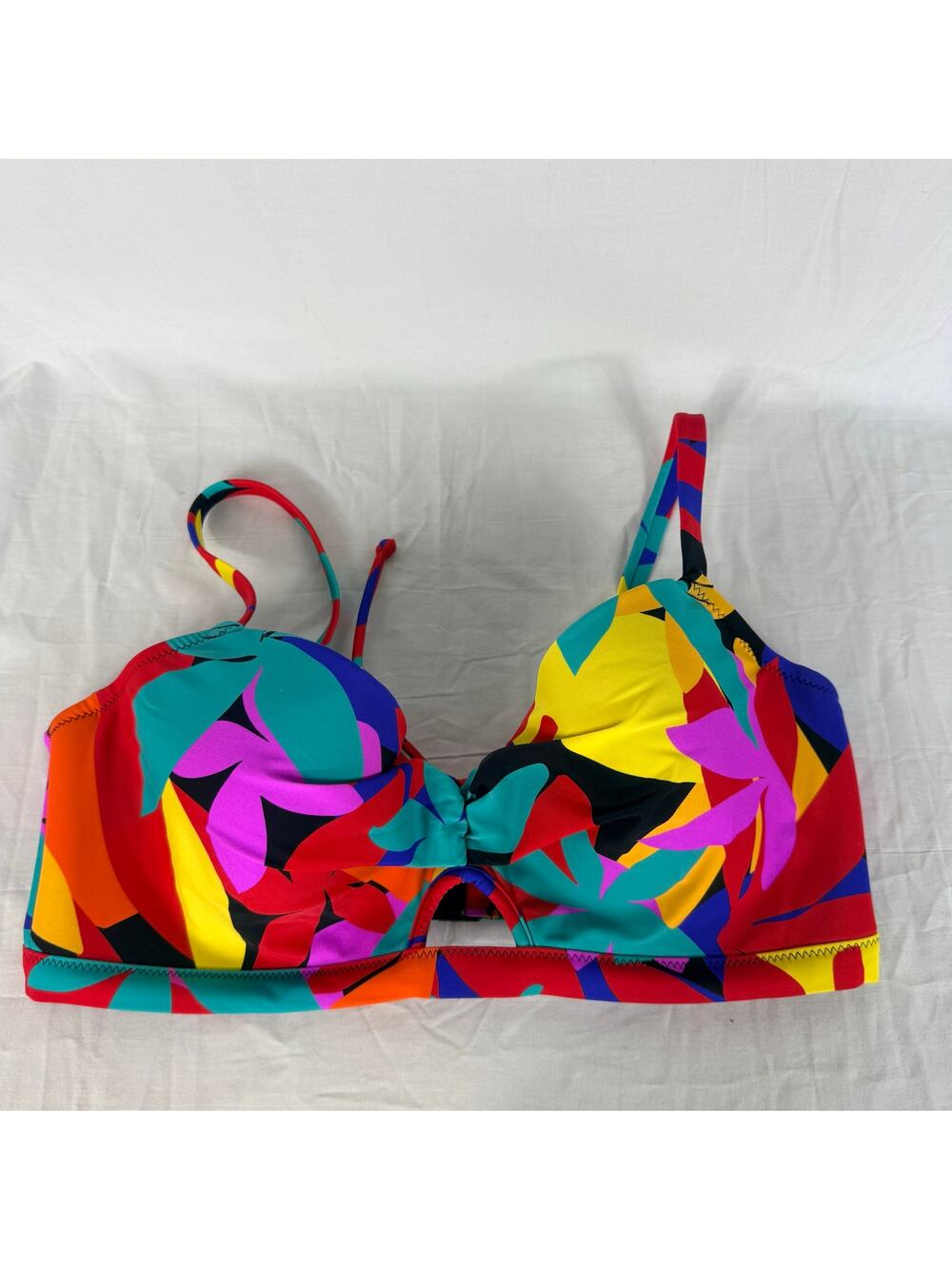 Pour Moi Maya Bay Tie Bikini Swim Top US 36D Multi Push Up Underwire